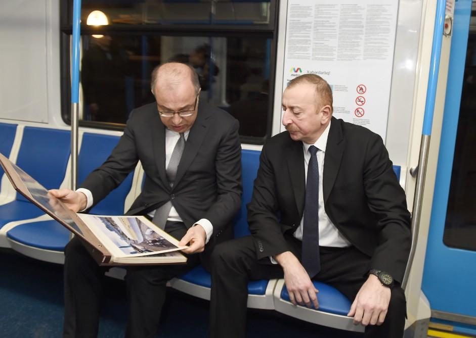 Prezident metroda -  Yeni qatarlarla tanış oldu (FOTOLAR)