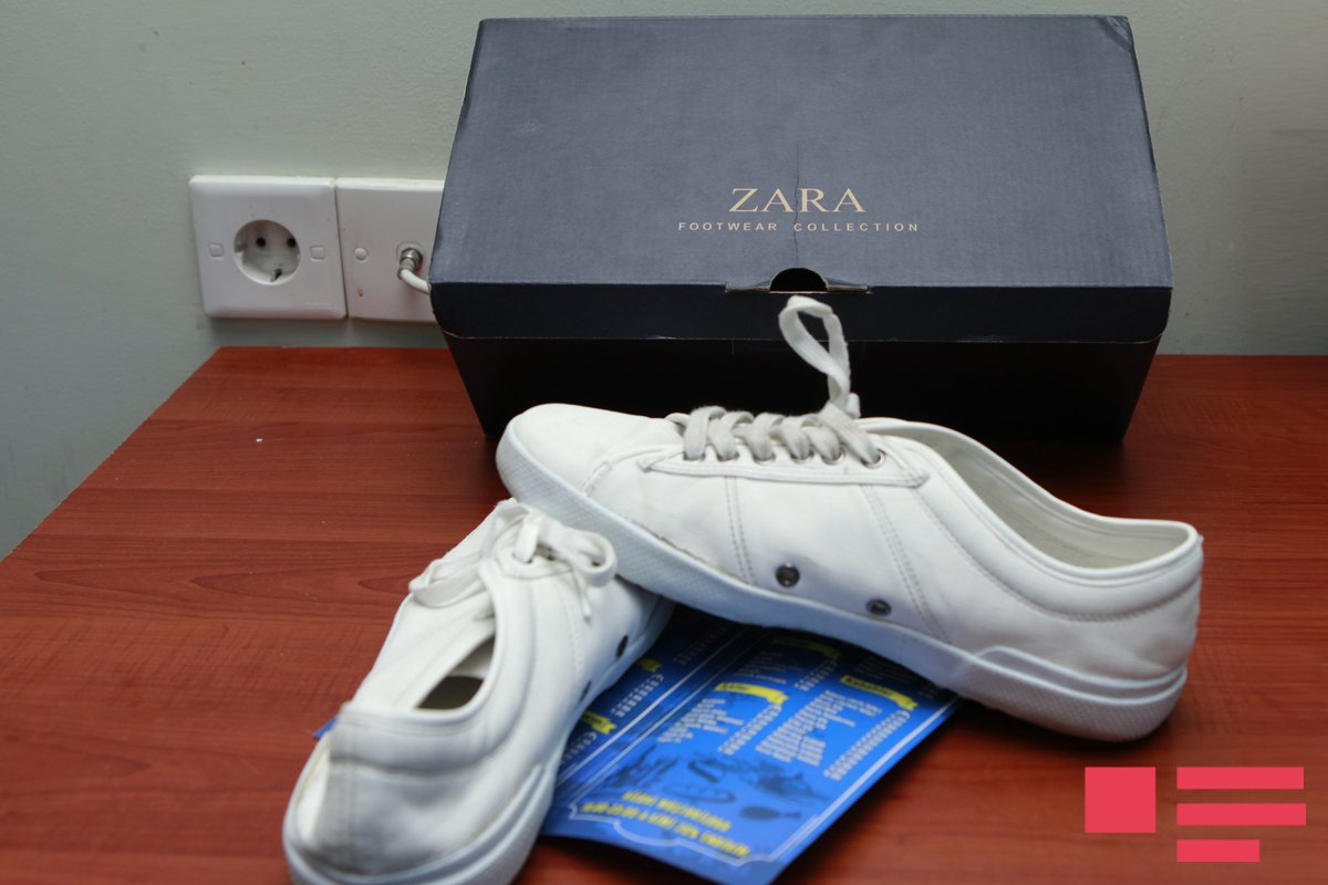 Bakıda Zara firmasına məxsus yırtıq ayaqqabı satılır -  FOTOLAR