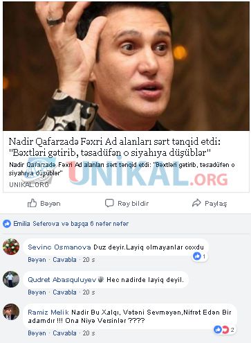 Nadirin iradına xalq artistindən CAVAB:  Sən xalqı təhqir et, sonra...