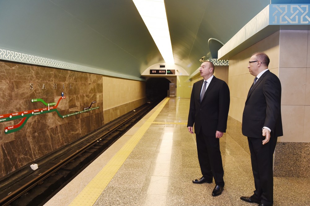 Sahil metrosu istifadəyə verildi  Prezident açılışda - FOTOLAR