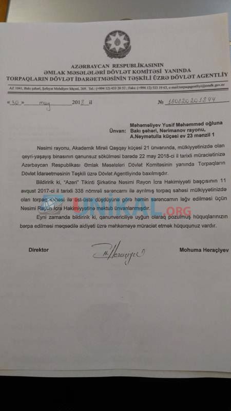 İcra başçısı sahibkarın obyektini söküb,   torpağını da satdı (FOTOLAR)