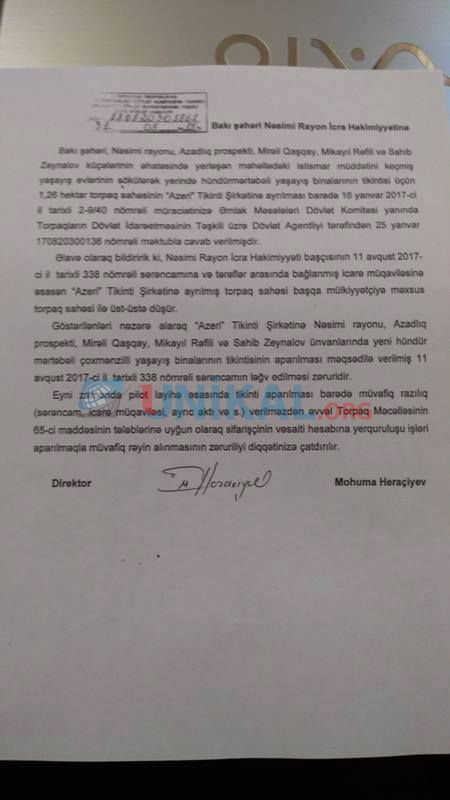 İcra başçısı sahibkarın obyektini söküb,   torpağını da satdı (FOTOLAR)