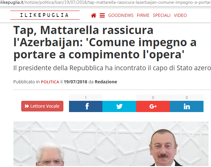 Prezidentlərin görüşü İtaliya mətbuatında -   FOTOLAR