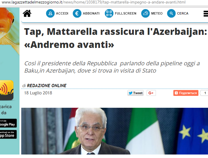 Prezidentlərin görüşü İtaliya mətbuatında -   FOTOLAR