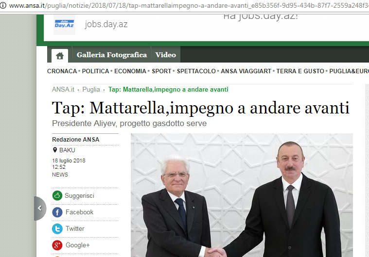 Prezidentlərin görüşü İtaliya mətbuatında -   FOTOLAR