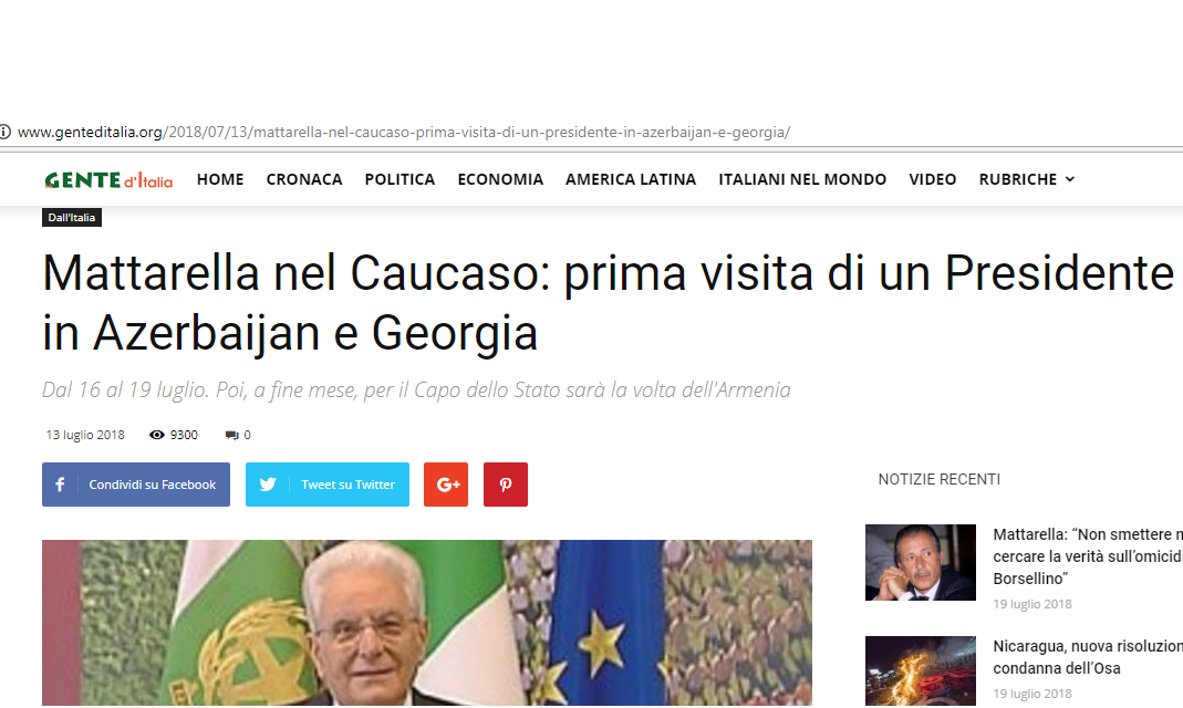 Prezidentlərin görüşü İtaliya mətbuatında -   FOTOLAR