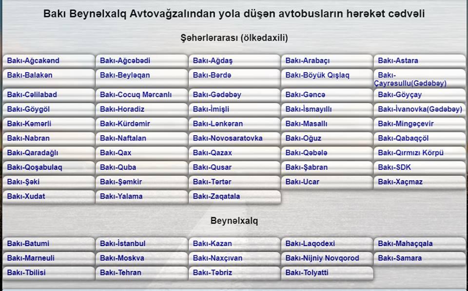 Avtovağzal gücləndirilmiş iş rejiminə keçir   - CƏDVƏL