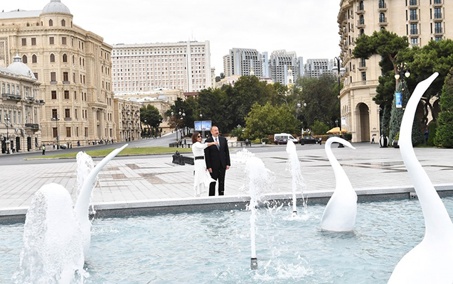 İlham Əliyev və xanımı Qu quşları fəvvarə kompleksinin   AÇILIŞINDA - FOTOLAR
