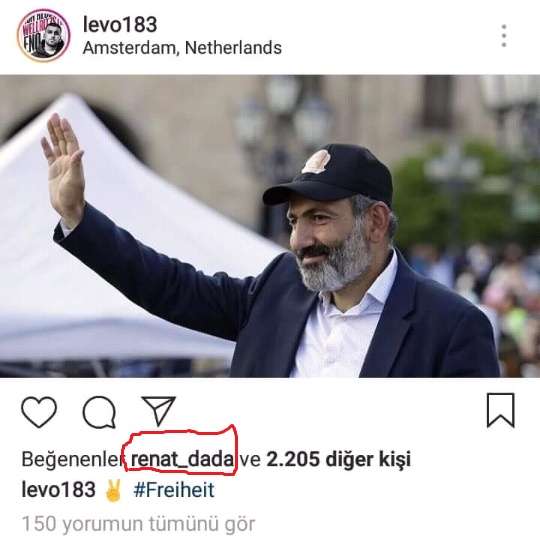 Azərbaycan milli komandasının üzvü Paşinyanı bəyəndi   - FOTO 