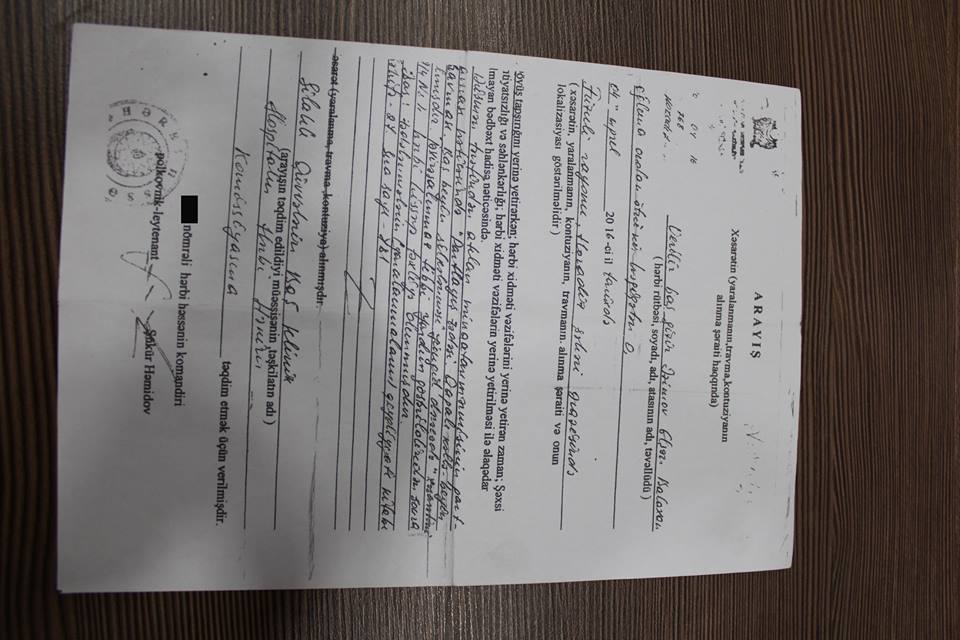 Aprel döyüşlərində yaralanan gizir:   Aidiyyatı nazirliklər müalicəmə köməklik göstərmirlər (FOTO)