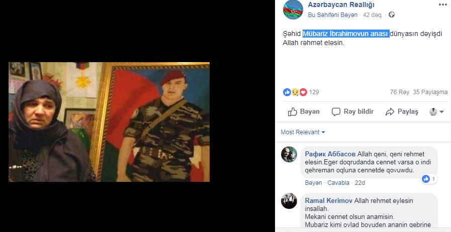 Mübariz İbrahimovun qardaşı anasının ölüm xəbərindən     DANIŞDI: Onların şəxsiyyətlərinə hörmət etmirik